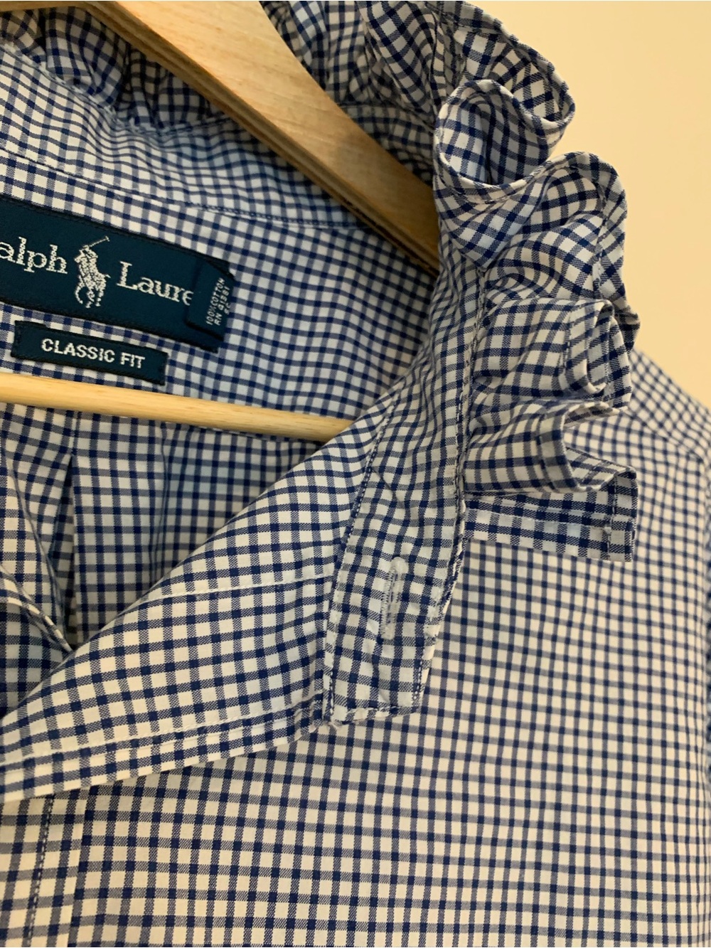 Ralph Lauren Navy and White Gingham Button-Down Shirt with Red Pony - Picture 4 of 7